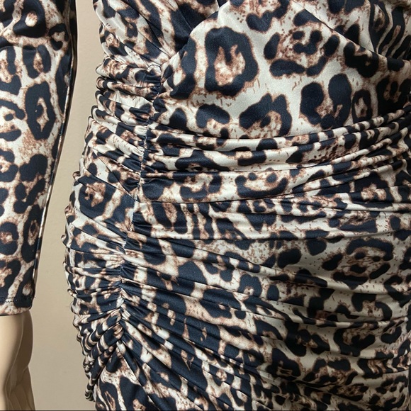 Cheetah Print Maxi Dress with Ruched Side - Picture 2 of 14